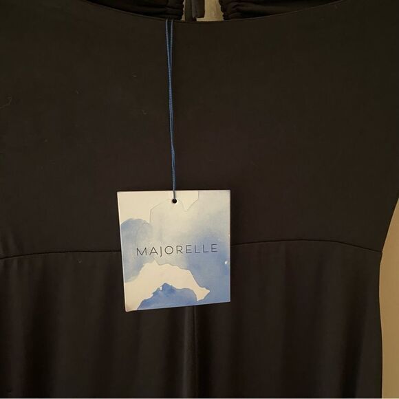 NWT Majorelle Mika Jumpsuit Black jersey wide leg halter tie Revolve S - Picture 12 of 14